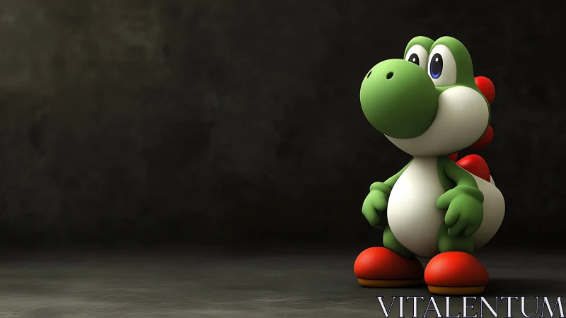 Bright green dino friend stands ready for playful fun