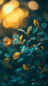 Golden evening light gently kissing tender green leaves