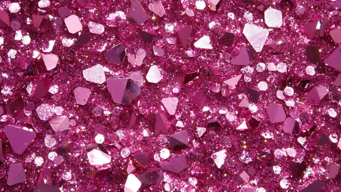 Close-up of dense pink glitter and sequins texture.