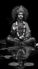 Serene goddess doubles her silence upon midnight water