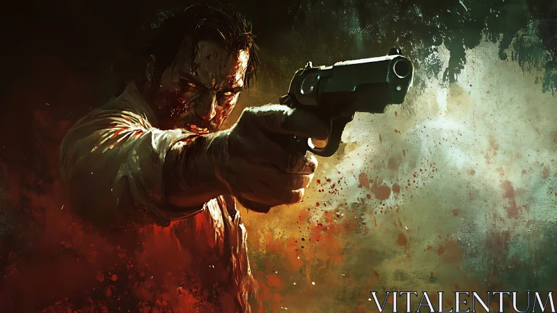 Grit-soaked gunslinger framed in blazing, cinematic fury.