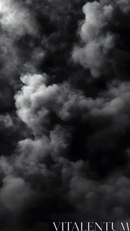 Volumetric storm cloud plumes in dramatic low key lighting.