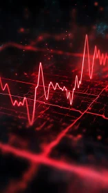 Red waveform trace extends across a dark digital grid