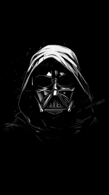 Hooded sci fi villain emerges in stark, monochrome darkness