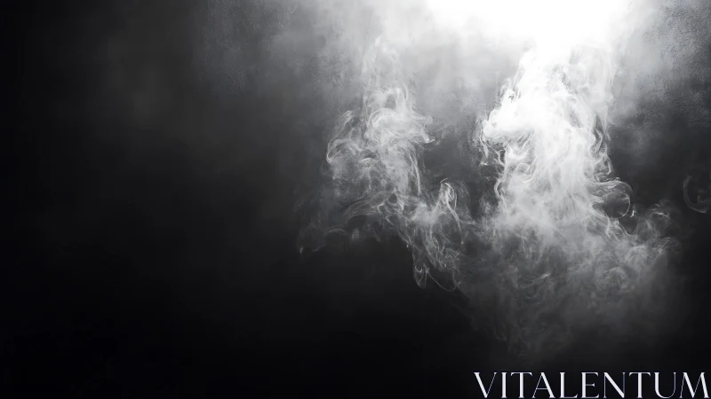 Dense white smoke illuminated against dark background.