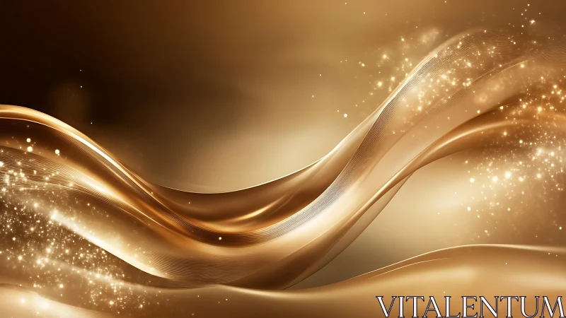 Golden abstract waves with glittering light in elegant style.