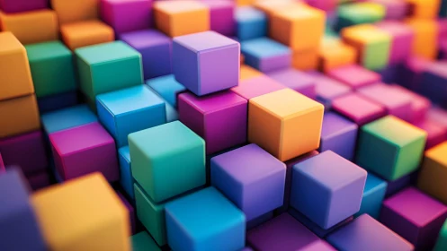 Colorful 3D cubes arranged in dense geometric layers.