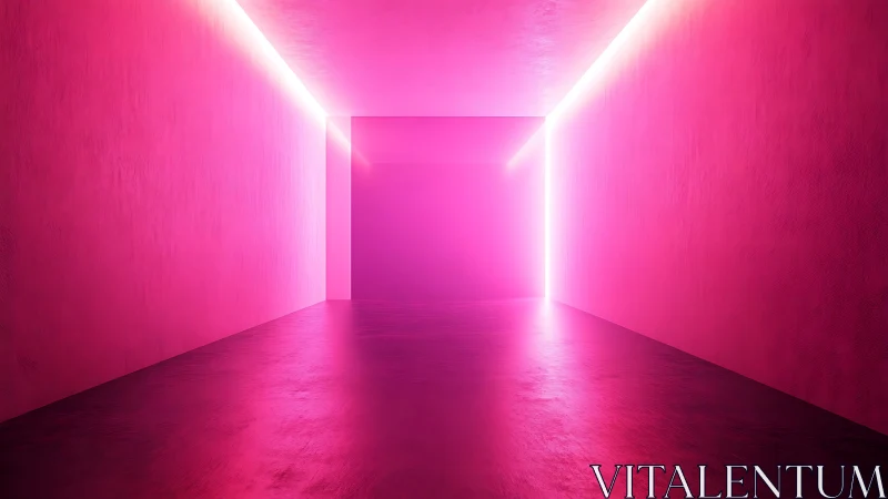 Neon pink corridor with glowing light depth effect.