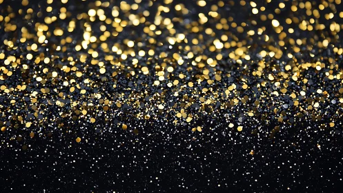 Midnight glitter tide of gold confetti in radiant drift.