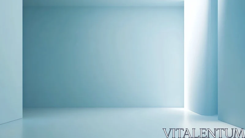 Soft blue minimalist room with quiet morning light.