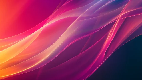 Neon silk currents drifting across a twilight gradient sky.