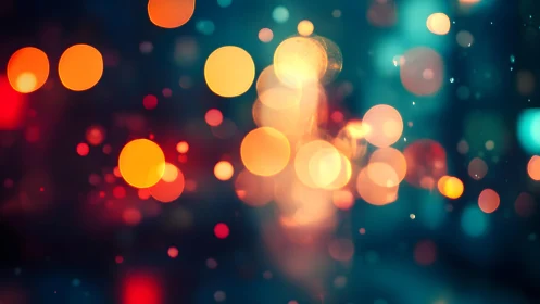 Vibrant abstract bokeh lights in dreamy, colorful night style.