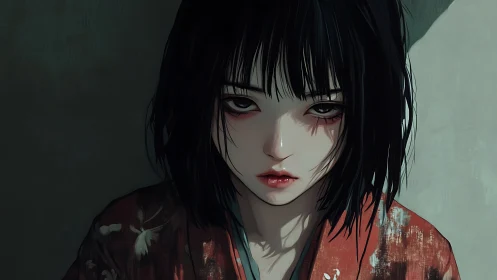 Digital painting portrait with cinematic chiaroscuro focus.