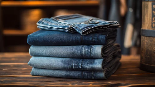 Denim Dreams Stacked: The Wardrobe's Silent Poetry.
