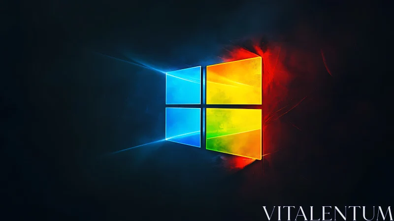 Luminous Windows logo glows against dark textured space