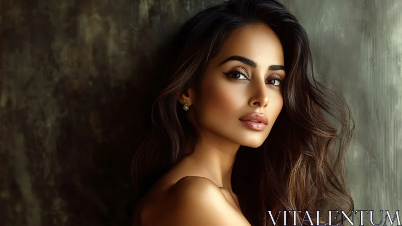 Elegant portrait of woman with long hair in soft natural light.