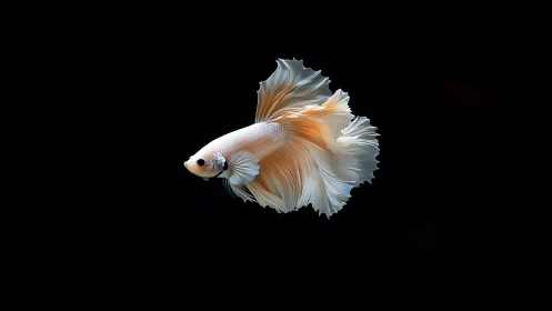 Velvet-finned betta pirouettes in a midnight water stage.