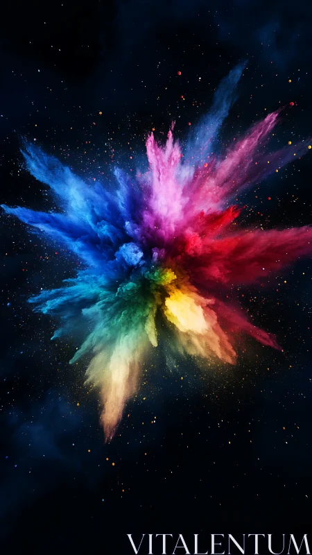 Cosmic Color Burst Dancing Against a Midnight Sky.