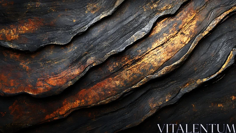 Abstract textured surface with gold and dark tones, layered style.