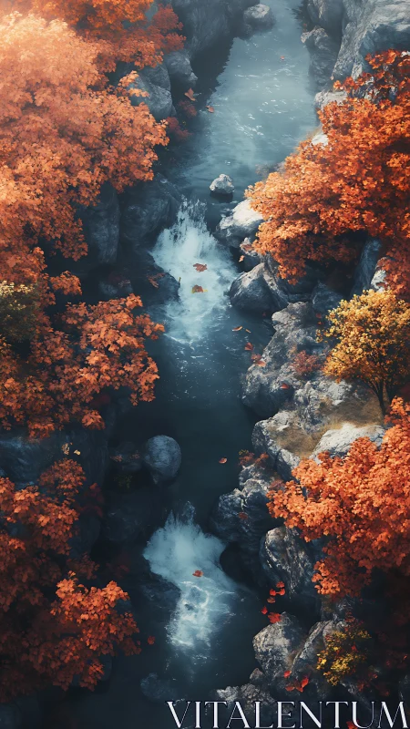 Autumn river canyon humming under copperleaf crowns.