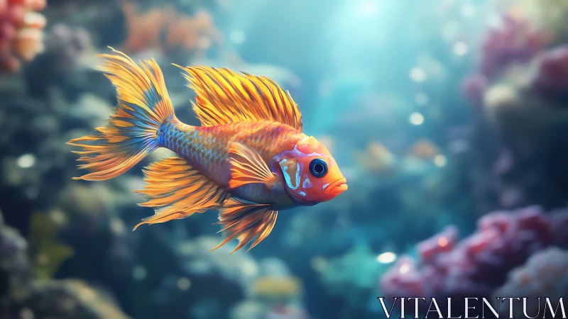 Golden reef fish gliding gently through a sunlit ocean.