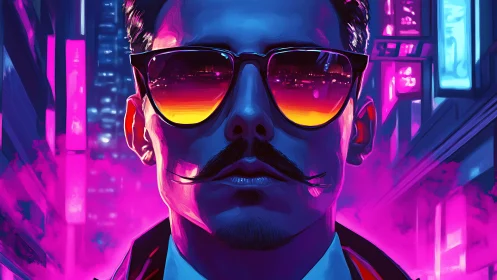 Neon night wanderer in vivid cyber city glow.