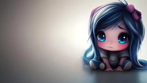 High-gloss chibi portrait with oversized ocular geometry.