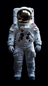 Friendly astronaut standing ready for a quiet spacewalk.