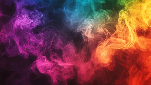 Prismatic smoke currents swirl through a dream-bright void.