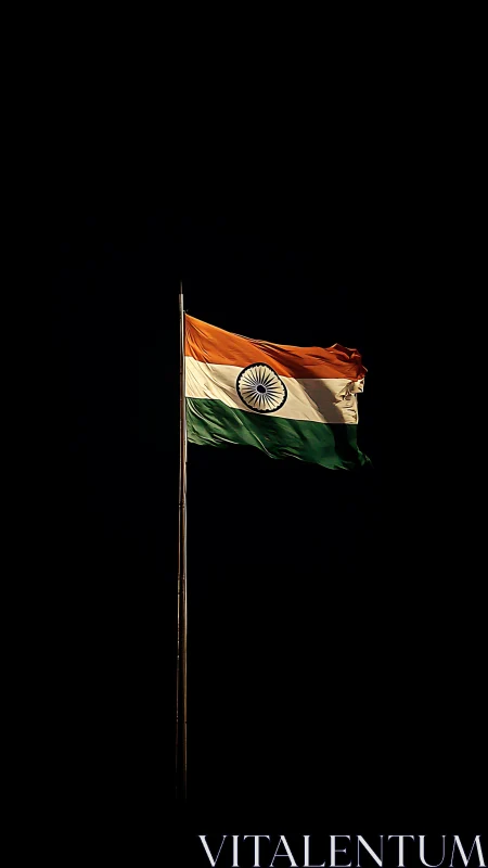 Indian flag under directional lighting isolates vivid tricolour field