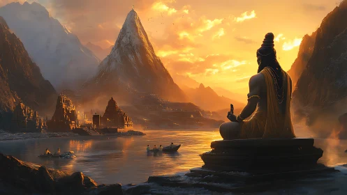 Sun-drenched river shrine listens to mountains whisper home