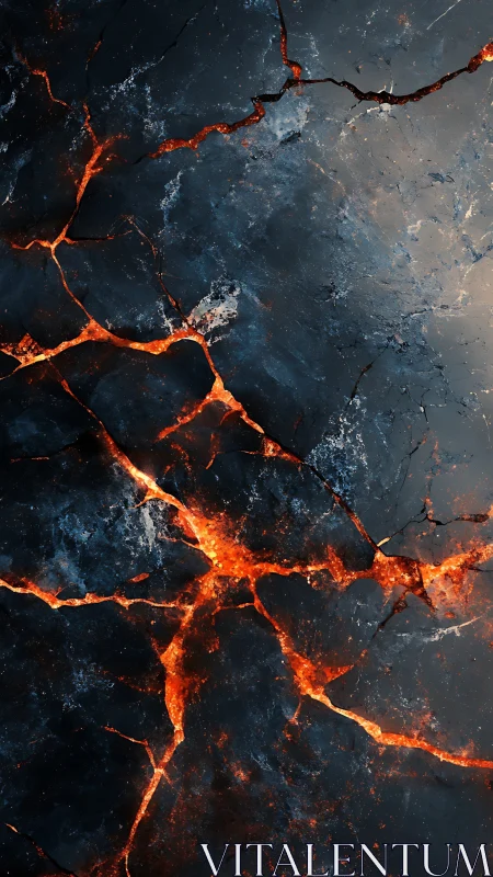 Molten Lava Network: Flowing Magma Patterns Across Dark Terrain