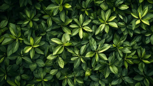 Lush green foliage pattern under soft diffused daylight.