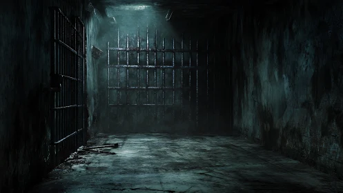 Moonlit rust drips down the forgotten prison corridor