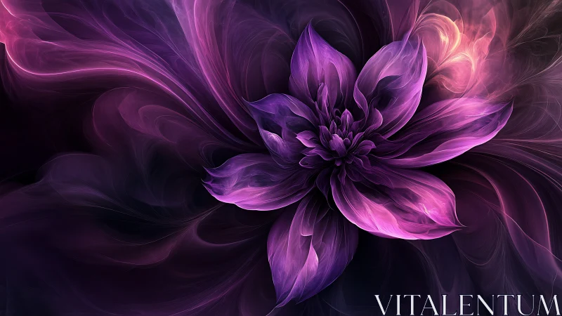 Digital violet flower abstraction with swirling gradients.