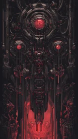 Monolithic cybernetic core radiates red mechanical energy