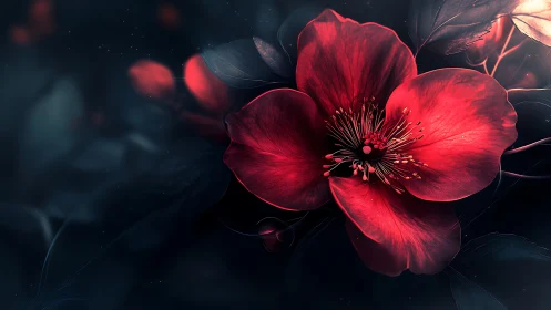 Crimson Petals Glowing in Darkness.