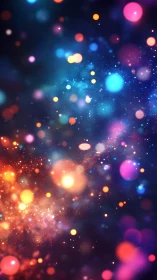 Stardust blooms as neon bokeh drifts through midnight space