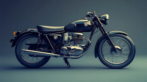 High-gloss vintage cafe racer motorcycle side profile render