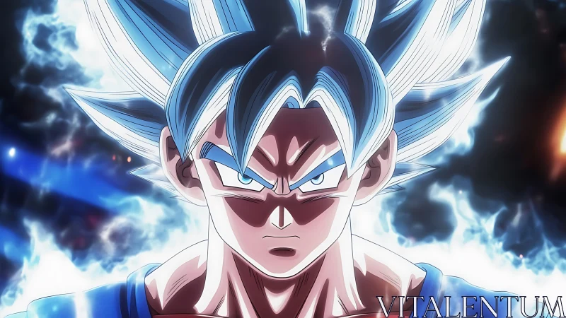 Anime energy-charged warrior portrait with luminous aura focus.