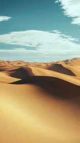 Cinematic desert dune panorama under high-angle daylight sky