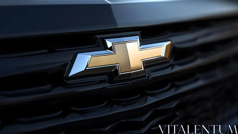 Chevrolet emblem on black grille, close-up automotive photography.