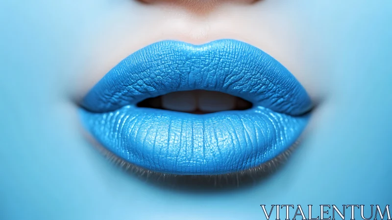 Electric azure lips whisper in ultra-close chromatic focus.