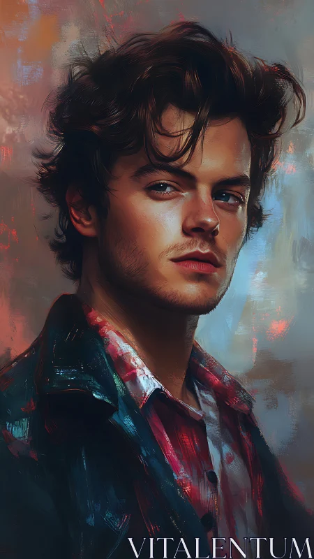 Digital painting portrait with expressive brushwork and light.