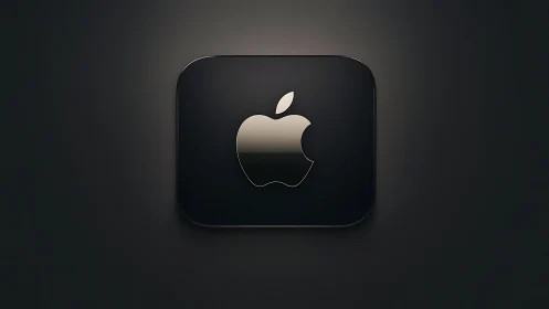 Apple Logo Icon Rendered in Metallic Gradient Within Rounded Square Frame