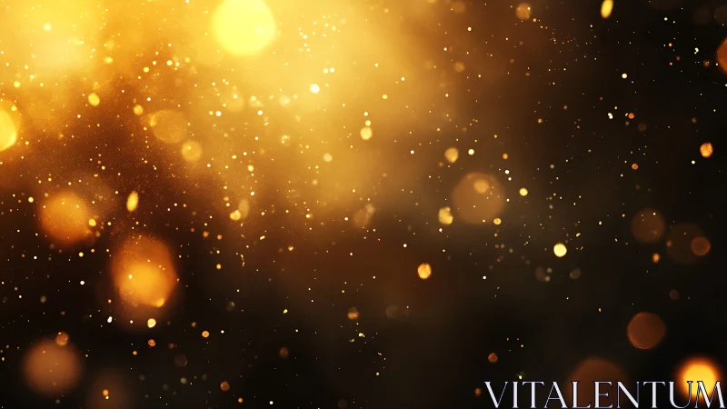 Defocused golden bokeh particles in warm atmospheric backlight