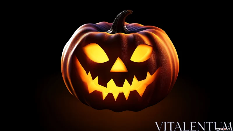 Glowing jack o’lantern smiles brightly in the Halloween night