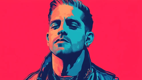 Bold neon portrait renders confident man in sharp contrast