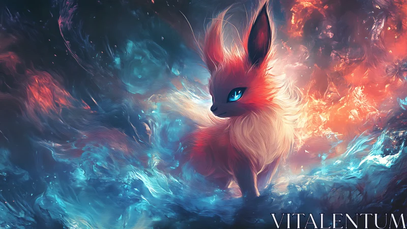 Elemental fox spirit amid swirling fire and ice energies.
