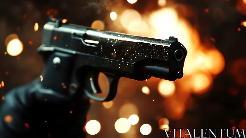 Tactical Handgun with Subsonic Rounds: Close-Range Combat Rendering.